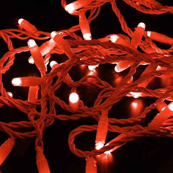 Гирлянда Нить 10м, с эффектом мерцания, белый ПВХ, 230В, цвет: красный