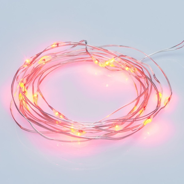 Гирлянда Роса 2 м, 20 диодов, цвет красный, работа от 2 батареек CR2032 в комплекте