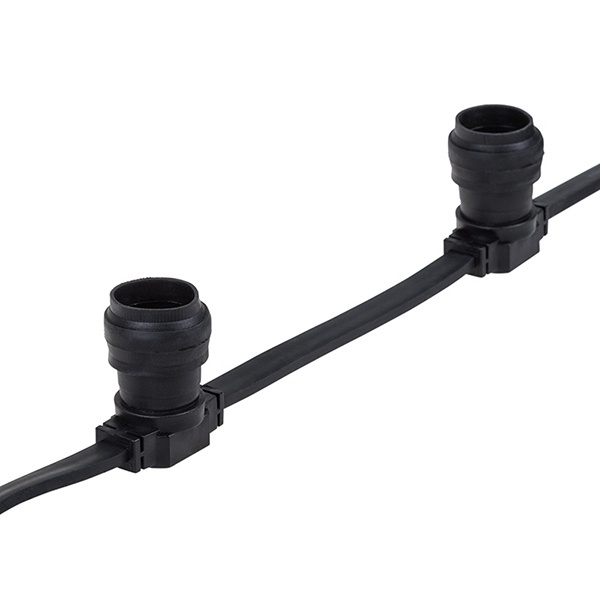 Гирлянда Белт-Лайт 2 жилы шаг 20 см патроны E27 влагостойкая IP65 черный провод каучук (бухта 50м)