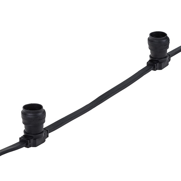 Гирлянда Белт-Лайт 2 жилы шаг 40 см патроны E27 влагостойкая IP65 черный провод каучук (бухта 50м)