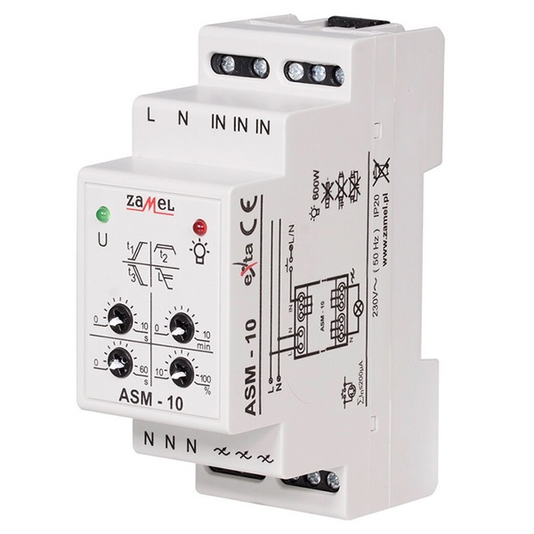 Таймер лестничный Zamel 2с-10мин 600Вт с функцией антиблокировки, плавное вкл/выкл IP20