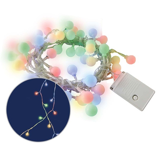 Гирлянда светодиодная TDM Шарики 50LED, 5м, 8 режимов, многоцветный, прозр. шнур, 250В,