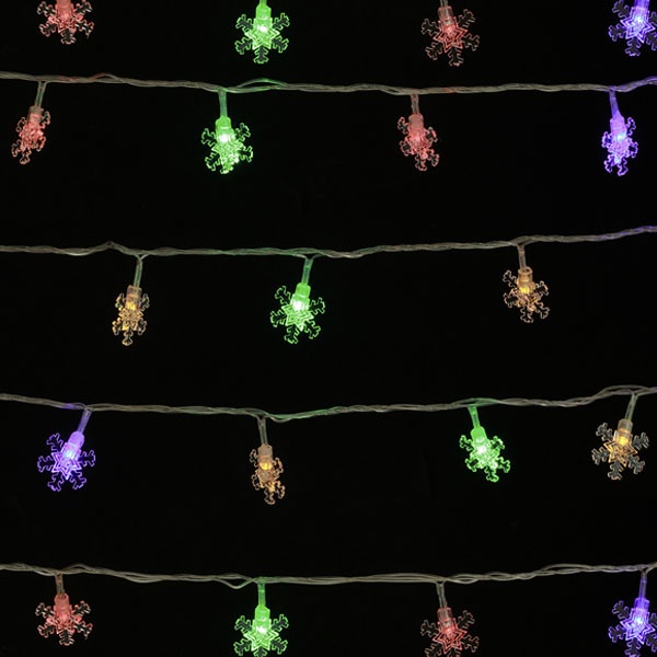 Гирлянда светодиодная TDM Снежинки 50LED, 5м, 8 режимов, многоцветный, прозр. шнур, 250В, IP20