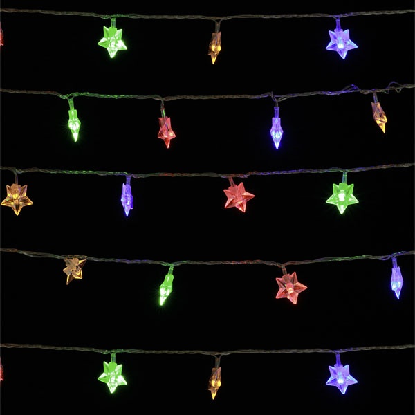 Гирлянда светодиодная TDM Звездочки 50LED, 5м, 8 режимов, многоцветный, прозр.шнур, 250В, IP20