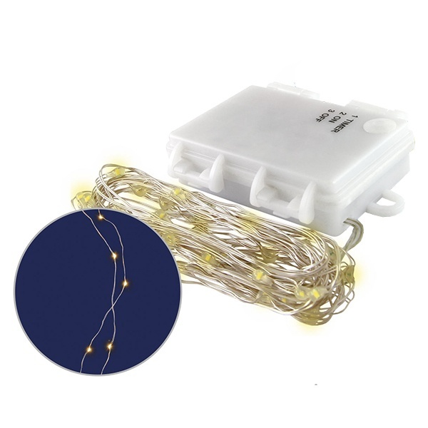 Гирлянда светодиодная TDM Роса100 100LED, 10м, 3000K, 3хАА, наружное использование, IP65