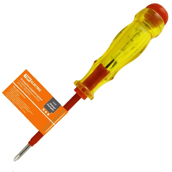 Отвертка-пробник (индикатор) TDM с комбинированным жалом, ЭкспертЭлектрик 100-500В 160мм