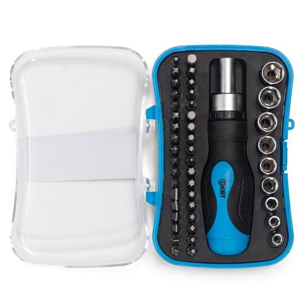 Отвертка КВТ реверсивная с набором бит и торцевых головок Мастер НБ-46