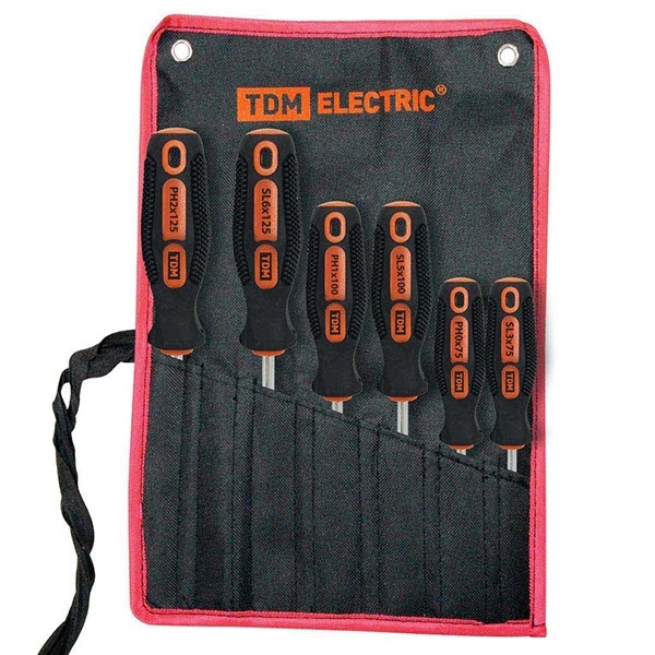 Набор из 6-ти отверток TDM в тканевом чехле сталь CR-V Алмаз