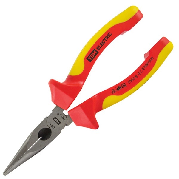 Длинногубцы прямые диэлектрические TDM ЭкспертЭлектрик 160мм сталь CR-V VDE 1000В
