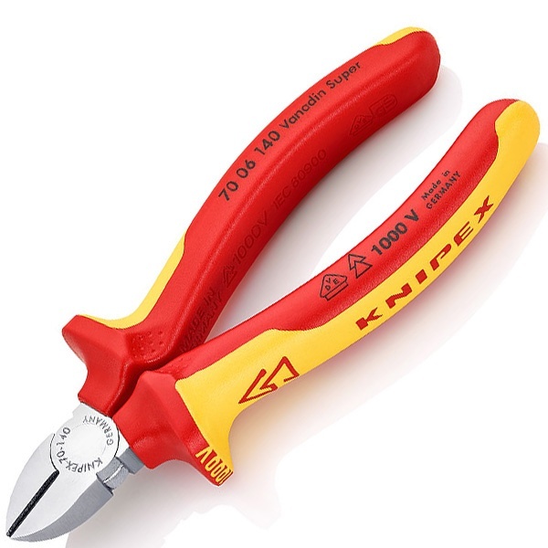 Кусачки диэлектрические Knipex 140мм двухкомпонентные ручки VDE 1000V