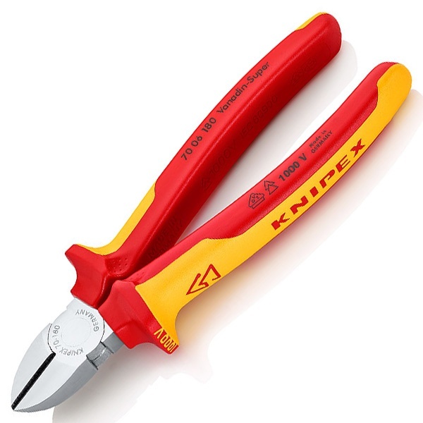 Кусачки диэлектрические Knipex 180мм двухкомпонентные ручки VDE 1000V