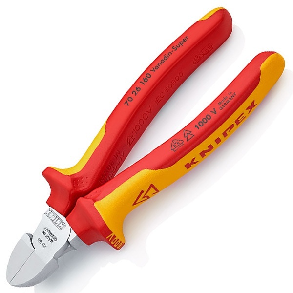 Кусачки диэлектрические Knipex 160мм двухкомпонентные ручки VDE 1000V
