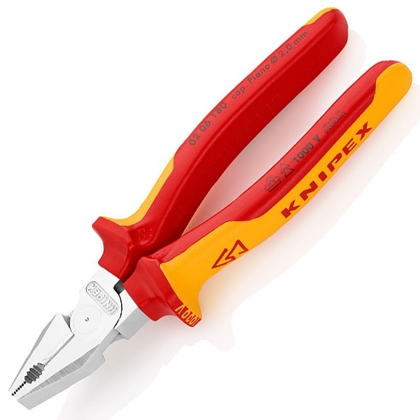 Пассатижи Knipex усиленные 180мм с изолированными двухкомпонентными рукоятками VDE 1000V