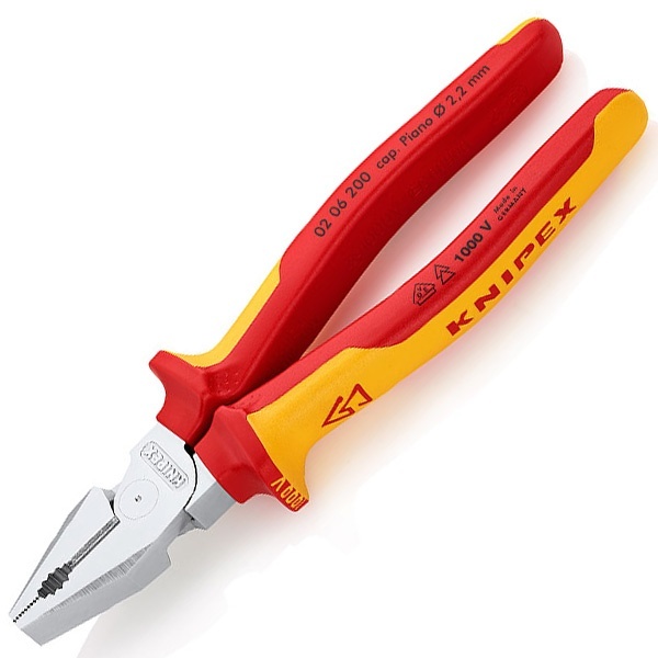 Пассатижи Knipex усиленные 200мм с изолированными двухкомпонентными рукоятками VDE 1000V