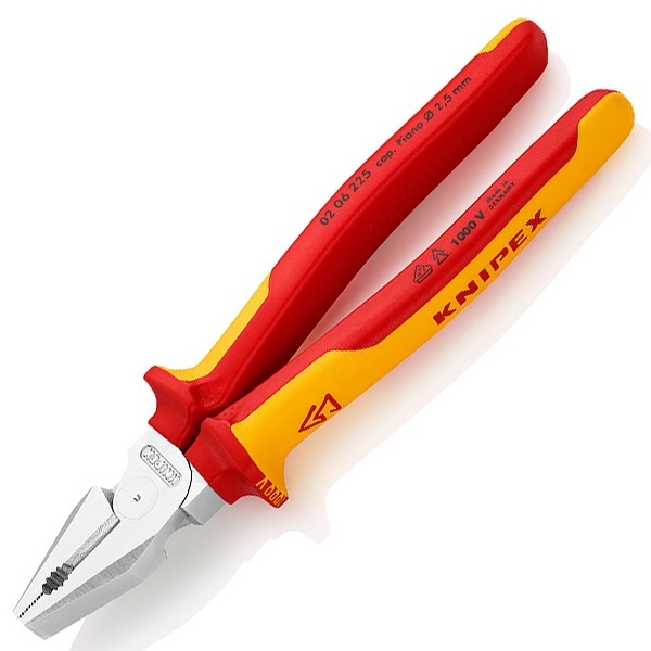 Пассатижи Knipex усиленные 225мм с изолированными двухкомпонентными рукоятками VDE 1000V