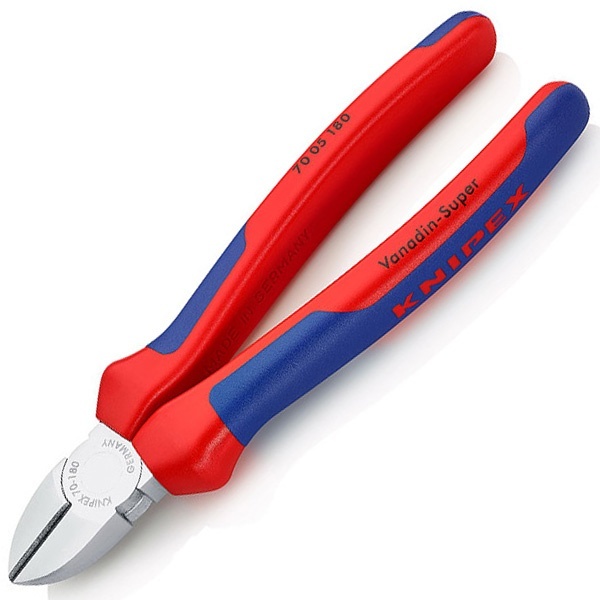 Кусачки боковые Knipex 180мм хромированные с двухкомпонентными рукоятками
