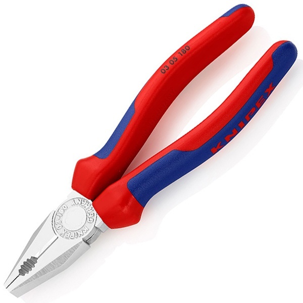 Пассатижи комбинированные Knipex 180мм хромированные с двухкомпонентными рукоятками