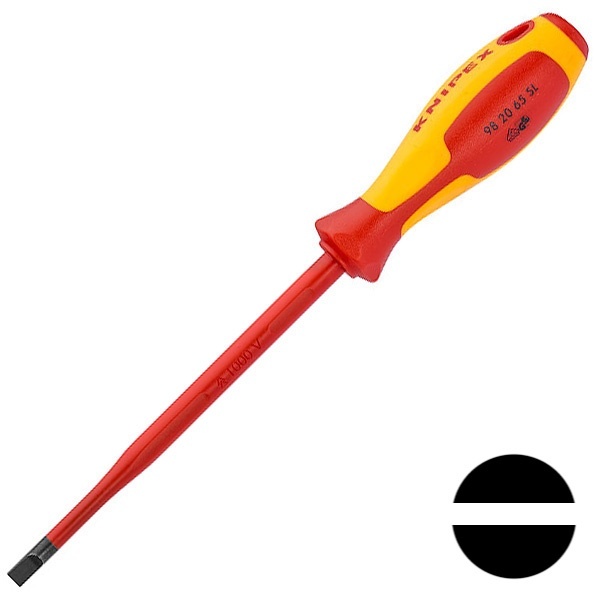 Отвертка Knipex диэлектрическая шлиц 5,5х1,0мм 125мм тонкий стержень VDE 1000V