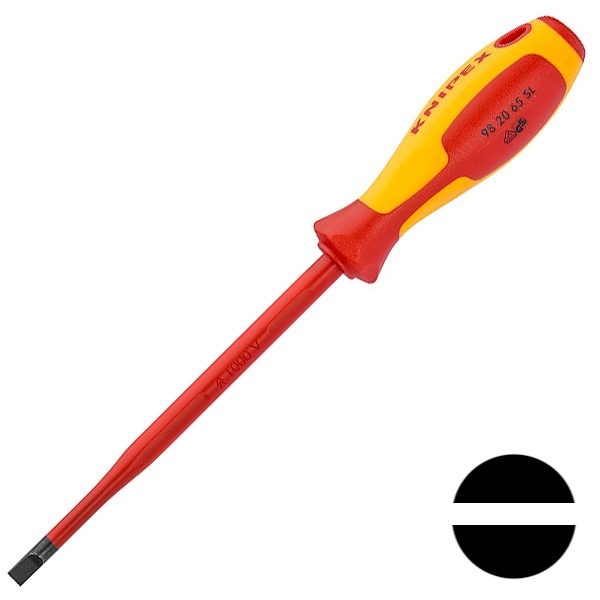 Отвертка Knipex диэлектрическая шлиц 6,5х1,2мм 150мм тонкий стержень VDE 1000V