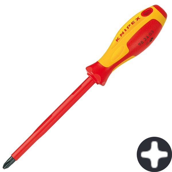 Отвертка Knipex диэлектрическая крестообразная PH4 200мм VDE 1000V