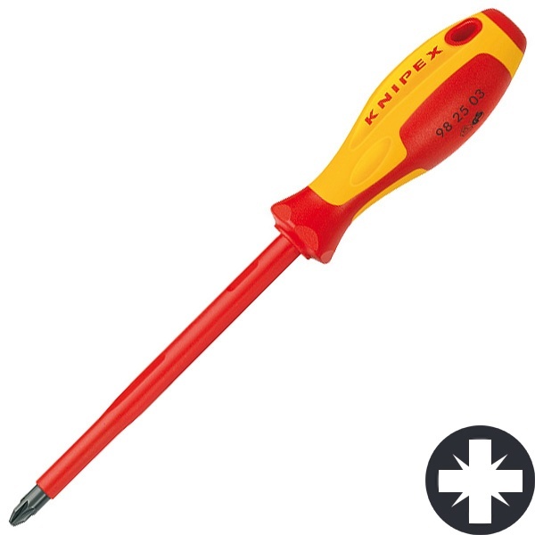 Отвертка Knipex диэлектрическая крестообразная PZ1 80мм VDE 1000V