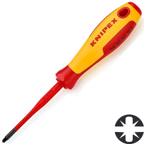 Отвертка диэлектрическая Knipex крест-шлиц PlusMinus PZ1 80мм тонкий стержень VDE 1000V