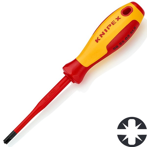 Отвертка диэлектрическая Knipex крест-шлиц PlusMinus PZ2 100мм тонкий стержень VDE 1000V
