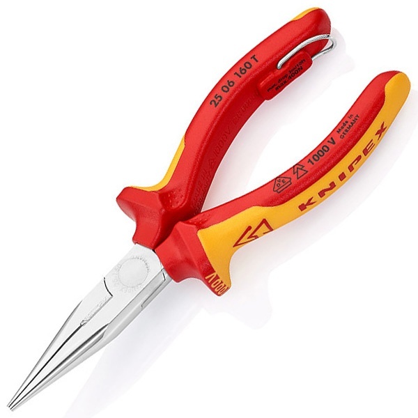 Длинногубцы прямые диэлектрические Knipex 160мм с режущими кромками, с кольцом VDE 1000V