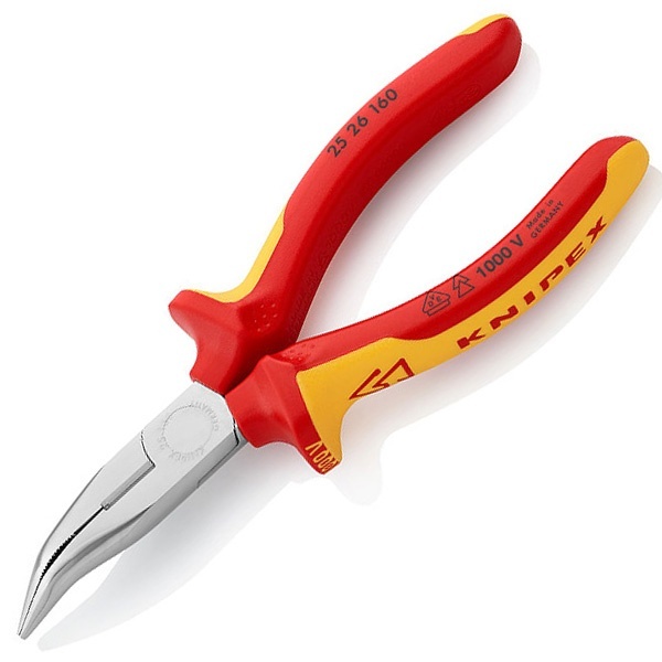 Длинногубцы диэлектрические Knipex 160мм с режущими кромками, изогнутые VDE 1000V