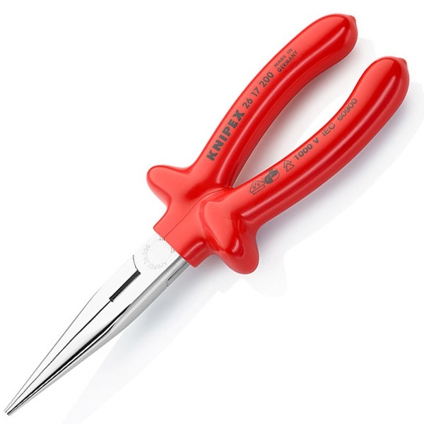 Длинногубцы прямые диэлектрические Knipex 200мм с режущими кромками хромированные VDE 1000V