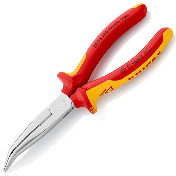 Длинногубцы диэлектрические Knipex 200мм с режущими кромками, изогнутые VDE 1000V