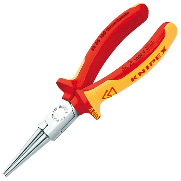 Круглогубцы прямые Knipex диэлектрические 160мм с двухкомпонентными ручками VDE 1000V