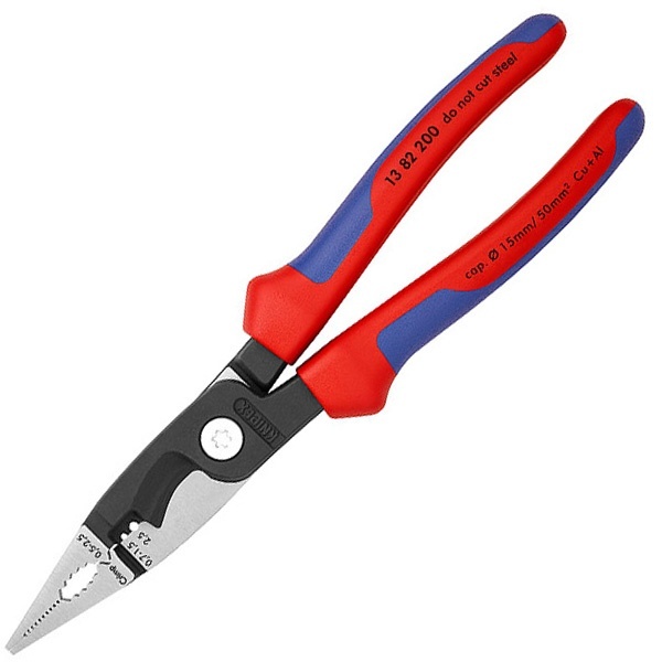Электромонтажные клещи Knipex 200мм фосфатированные с двухкомпонентными рукоятками