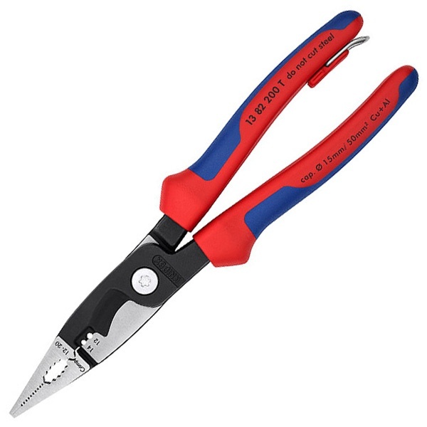 Электромонтажные клещи Knipex 200мм фосфатированные с двухкомпонентными рукоятками с кольцом