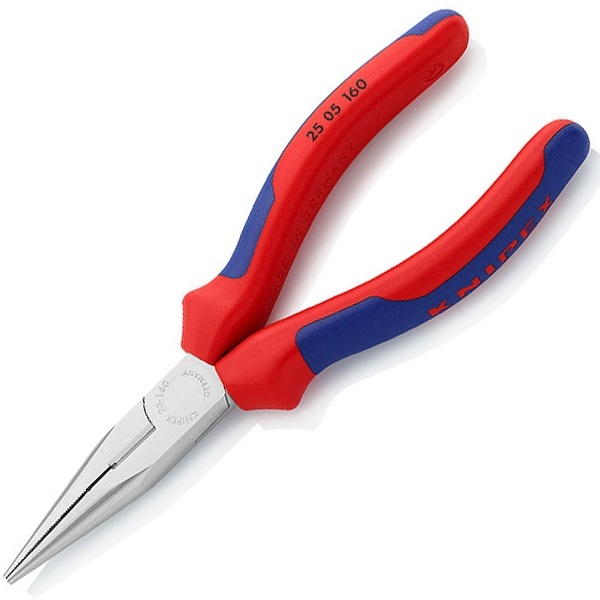 Длинногубцы Knipex прямые с режущими кромками 160мм хромированные с двухкомпонентными рукоятками