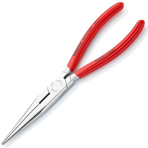 Длинногубцы Knipex прямые с режущими кромками 200мм хромированные с однокомпонентными рукоятками