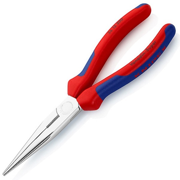 Длинногубцы Knipex прямые с режущими кромками 200мм хромированные с двухкомпонентными рукоятками