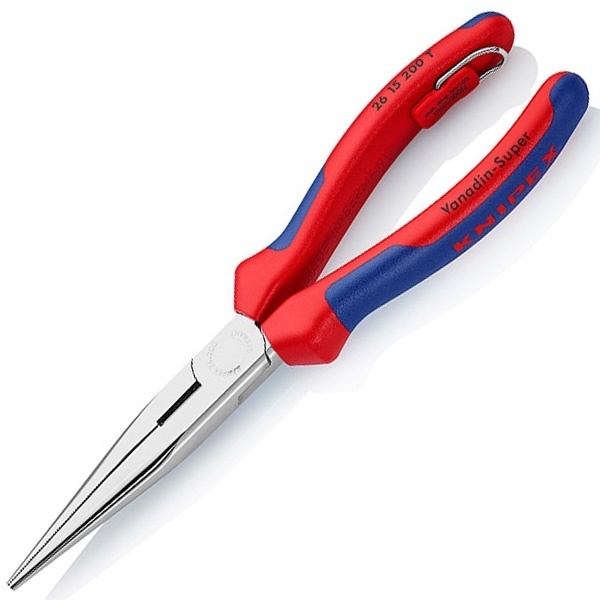 Длинногубцы Knipex прямые с режущими кромками 200мм хромированные со страховочным кольцом
