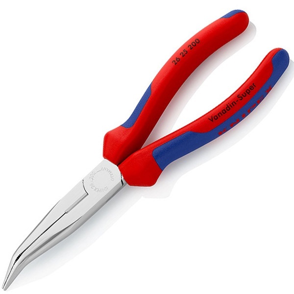 Длинногубцы Knipex изогнутые с режущими кромками 160мм хромированные двухкомпонентные рукоятки