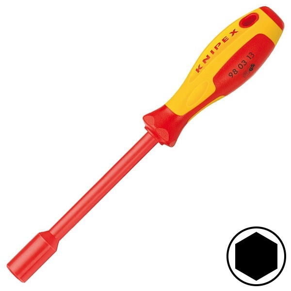 Отвертка диэлектрическая Knipex торцевой ключ 13,0мм 125мм VDE 1000V