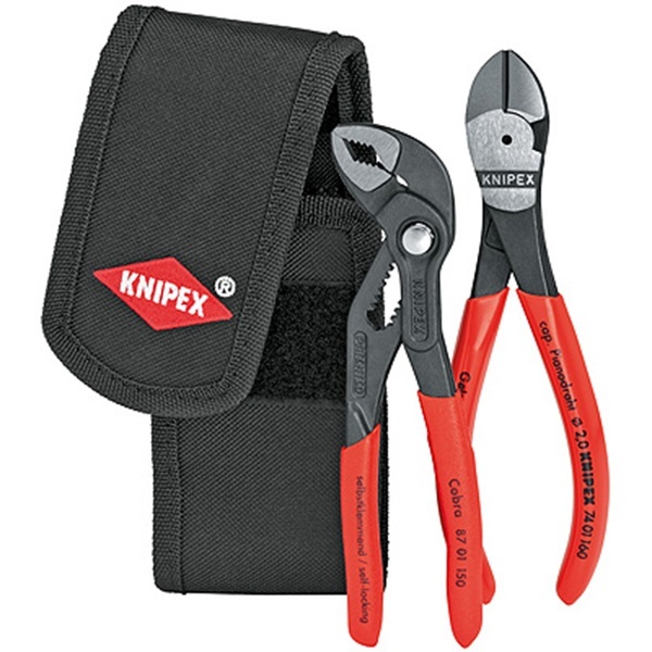Набор в поясной сумке Knipex клещи переставные Cobra 1 1/4 дюйма и мощные бокорезы