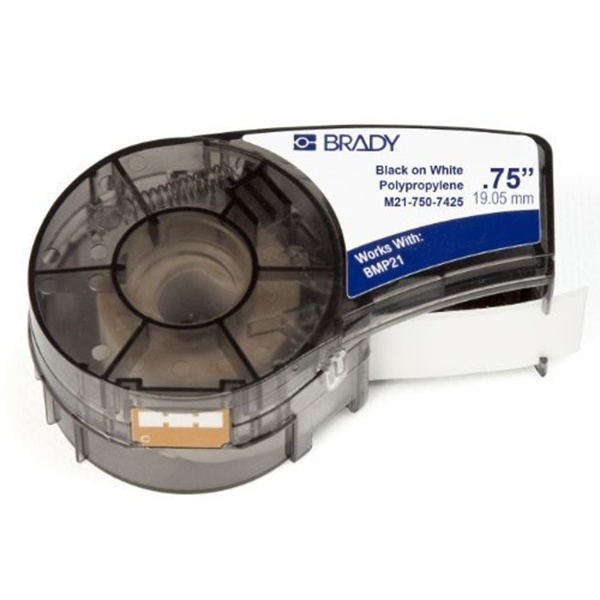 M21-750-7425 лента 19.05 мм/6.4 м, полипропилен, черный на белом (матовый)