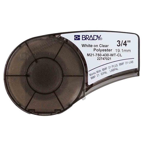 M21-750-430-WT-CL лента 19.05 мм/6.4 м, полиэстер, белый на прозрачном