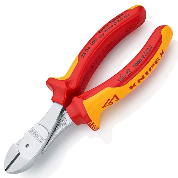Кусачки диэлектрические Knipex особой мощности 160мм двухкомпонентные ручки VDE 1000V