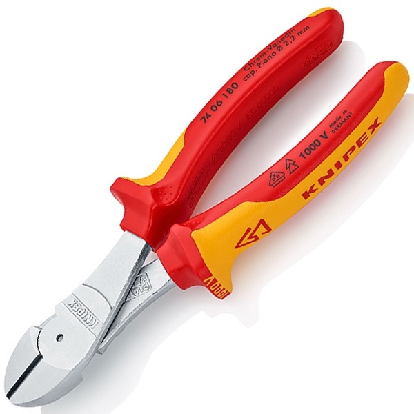 Кусачки диэлектрические Knipex особой мощности 180мм двухкомпонентные ручки VDE 1000V
