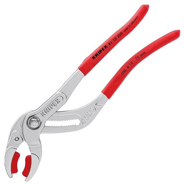 Клещи переставные трубные захватные Knipex 10-75мм с накладками хромированные 1-к ручки L-250мм