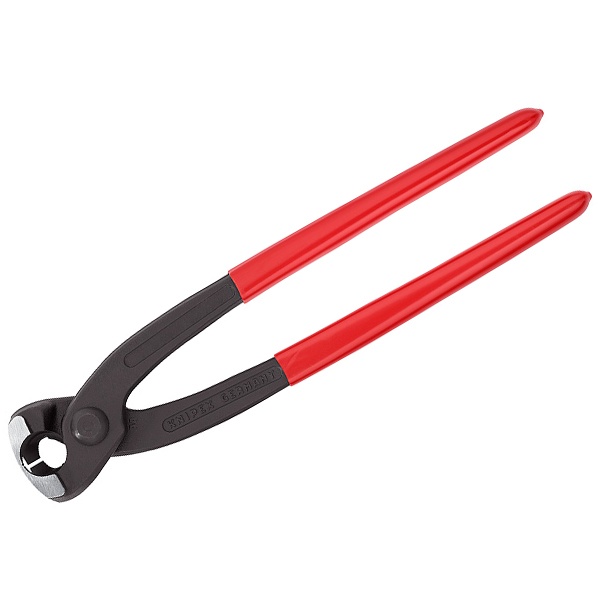 Клещи с боковым носиком для запрессовки хомутов с ушками Knipex фосфатированные 1-к ручки L-220мм