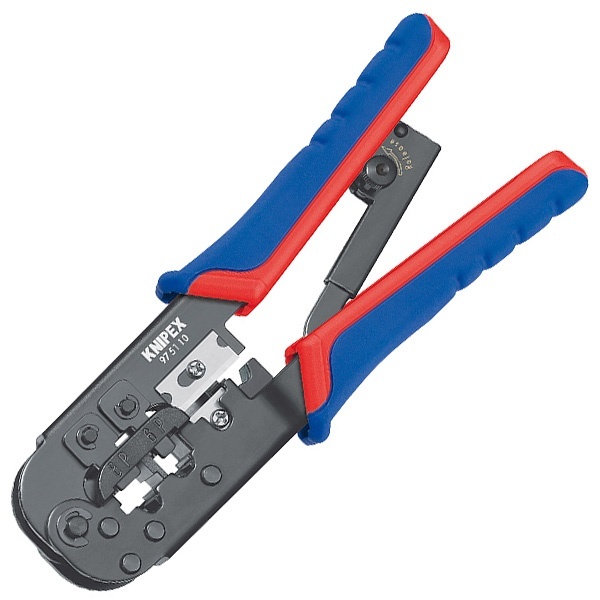 Инструмент Knipex для опрессовки штекеров типа Western вороненые 190 мм