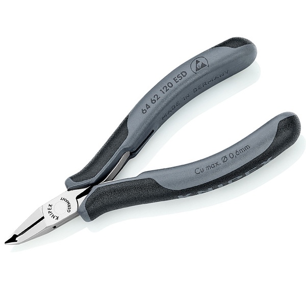 Кусачки торцевые ESD Knipex для электроники узкие губки 65° малая фаска антистатические 120мм