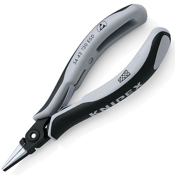 Прецизионные плоскогубцы захватные Knipex для электроники антистатические вороненые 130мм